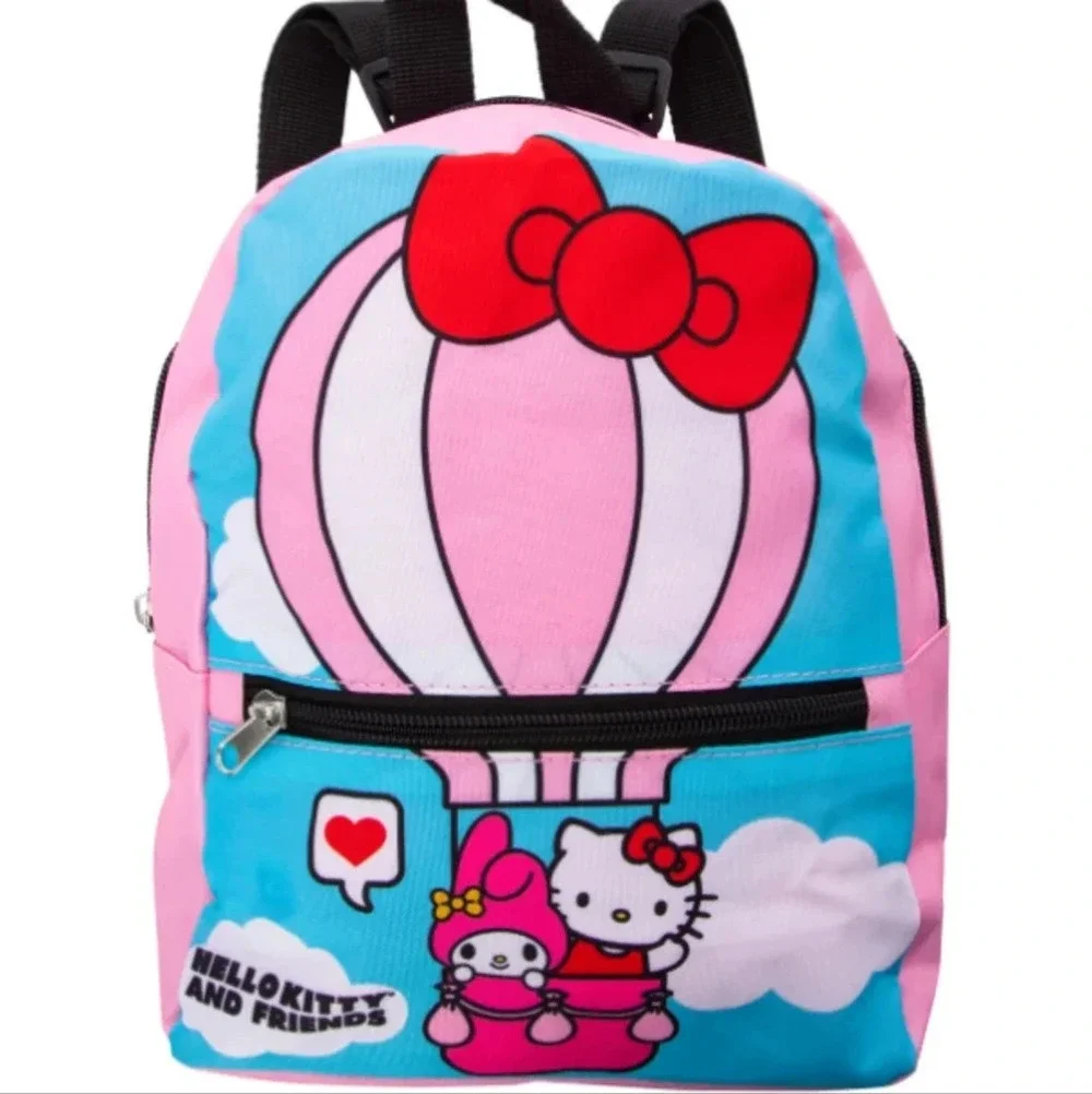 Pink blue red Hello Kitty and friends backpack hot air balloon zippered bag